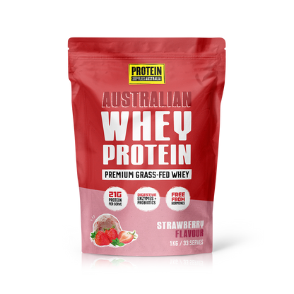 AUSTRALIAN WHEY PROTEIN -STRAWBERRY Protein Supplies Australia 1kg