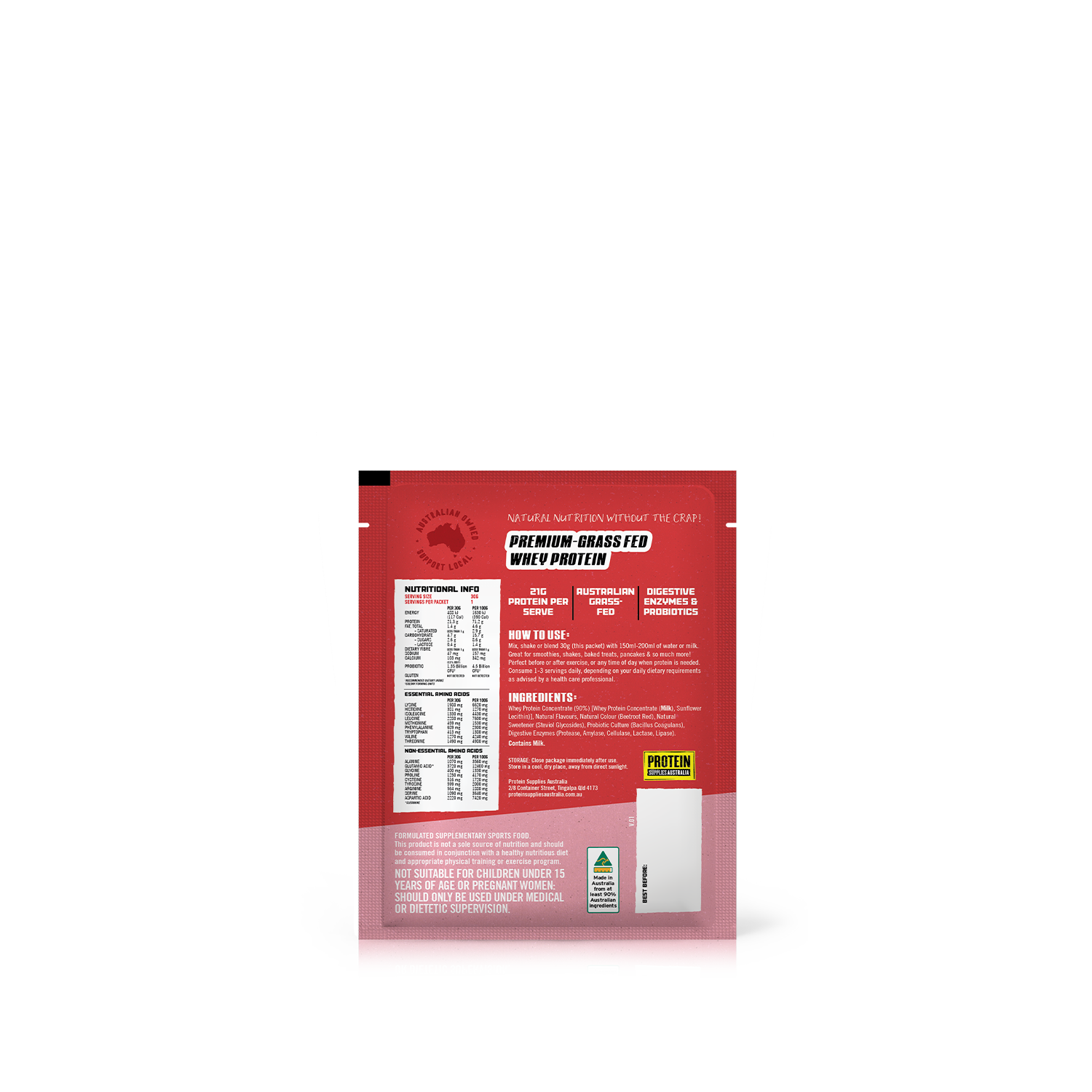 SAMPLE AUSTRALIAN WHEY PROTEIN - STRAWBERRY Protein Supplies Australia