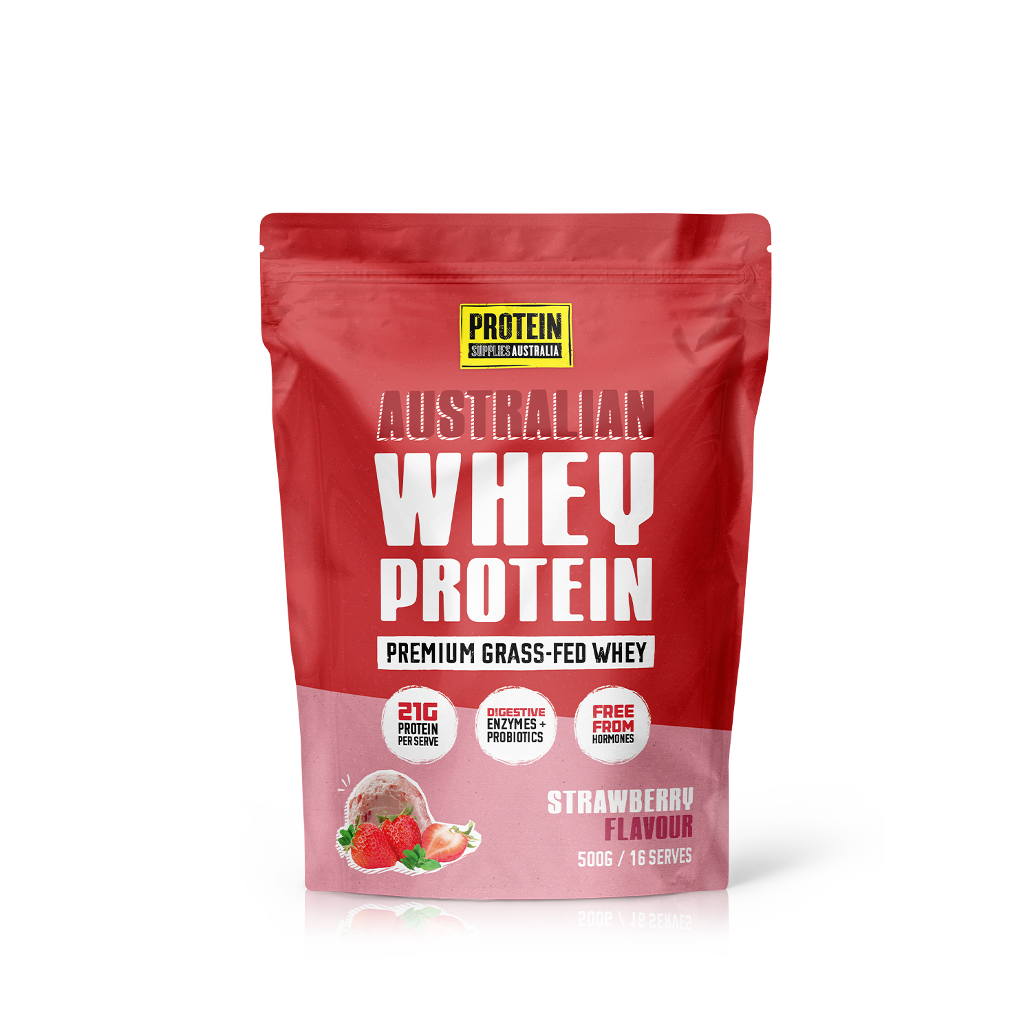 AUSTRALIAN WHEY PROTEIN -STRAWBERRY Protein Supplies Australia 500g