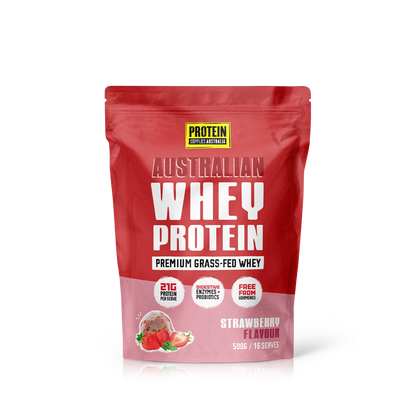 AUSTRALIAN WHEY PROTEIN -STRAWBERRY Protein Supplies Australia 500g