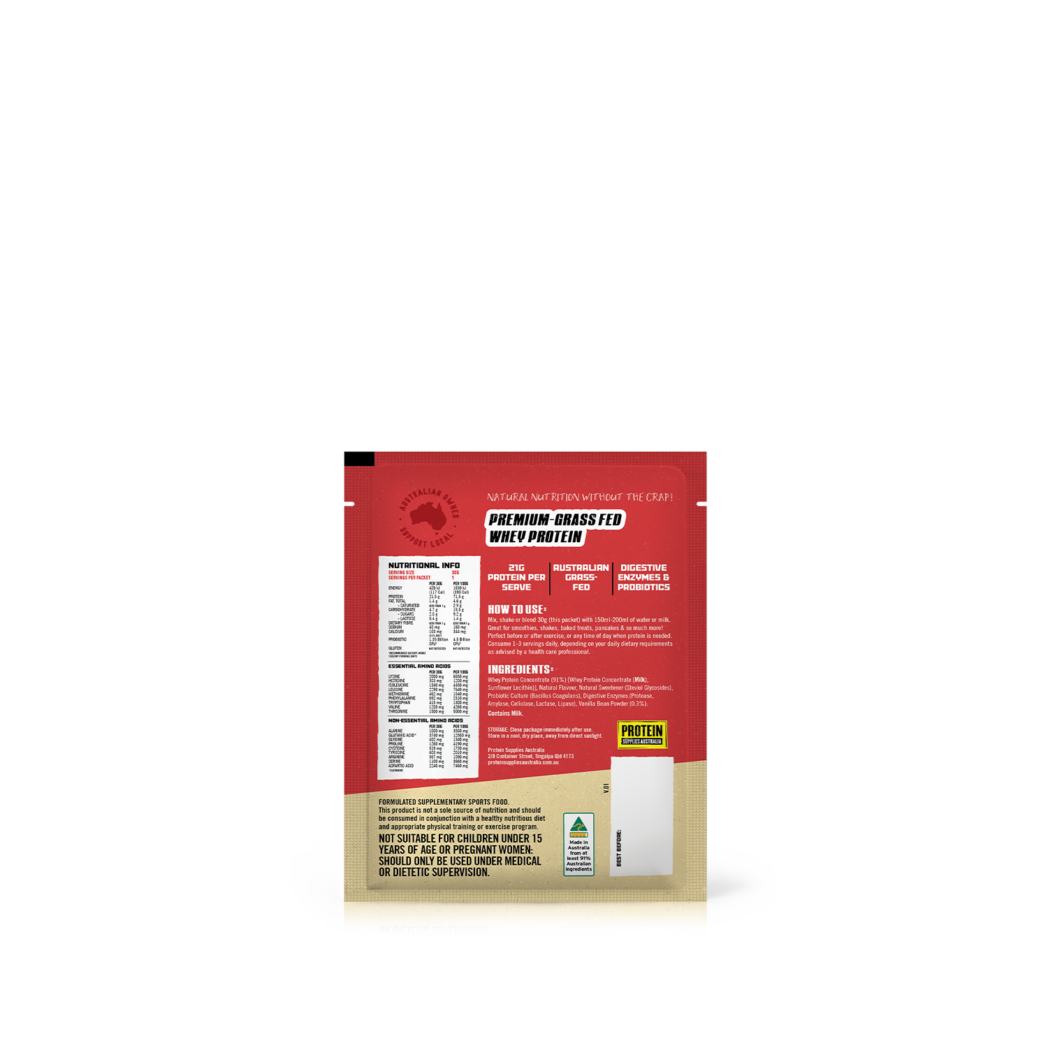 SAMPLE AUSTRALIAN WHEY PROTEIN - VANILLA Protein Supplies Australia