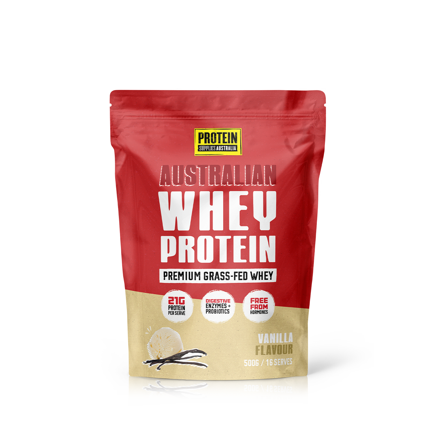 AUSTRALIAN WHEY PROTEIN - VANILLA Protein Supplies Australia 500g