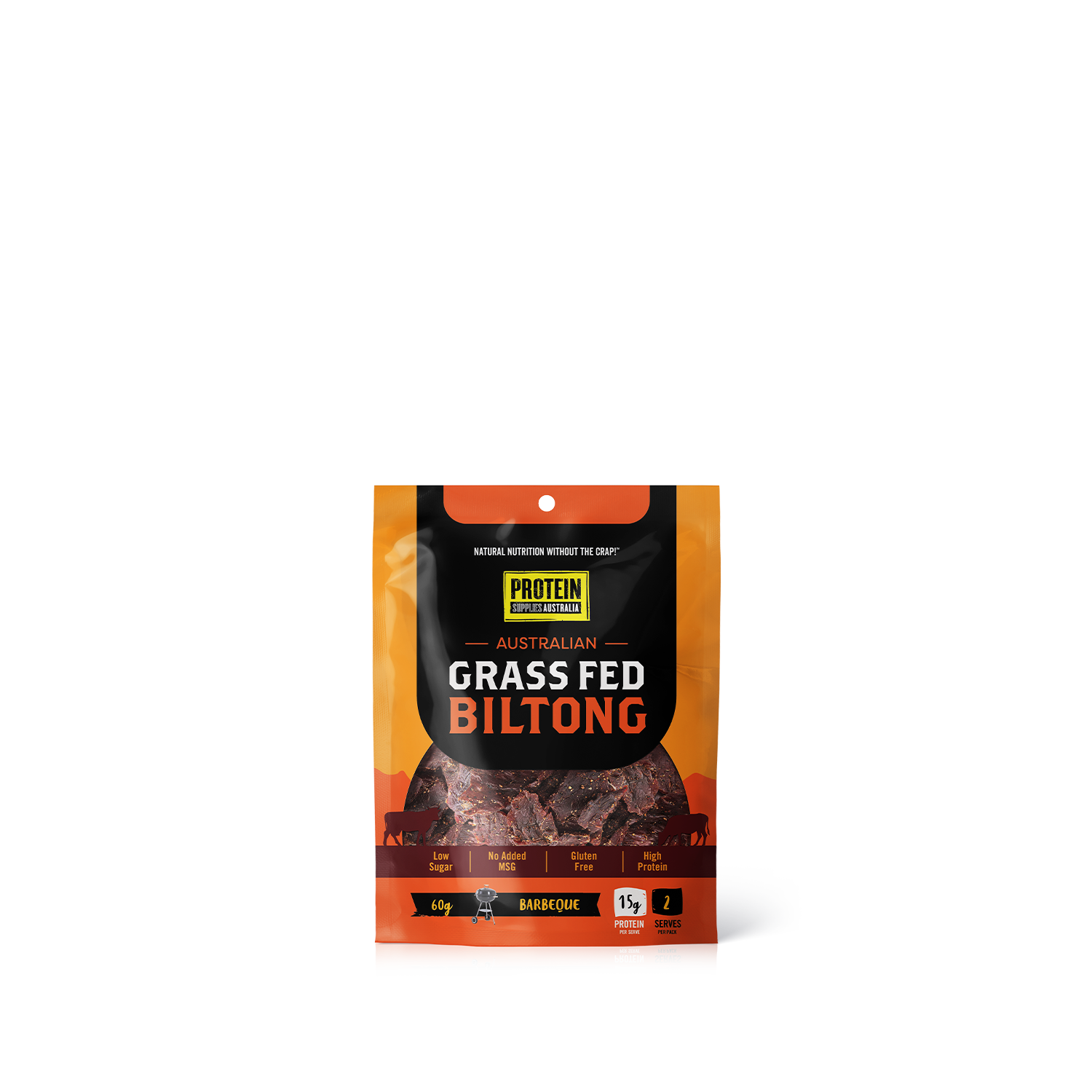 GRASS-FED BILTONG - BARBEQUE Biltong Protein Supplies Australia Single Sachet (60g)