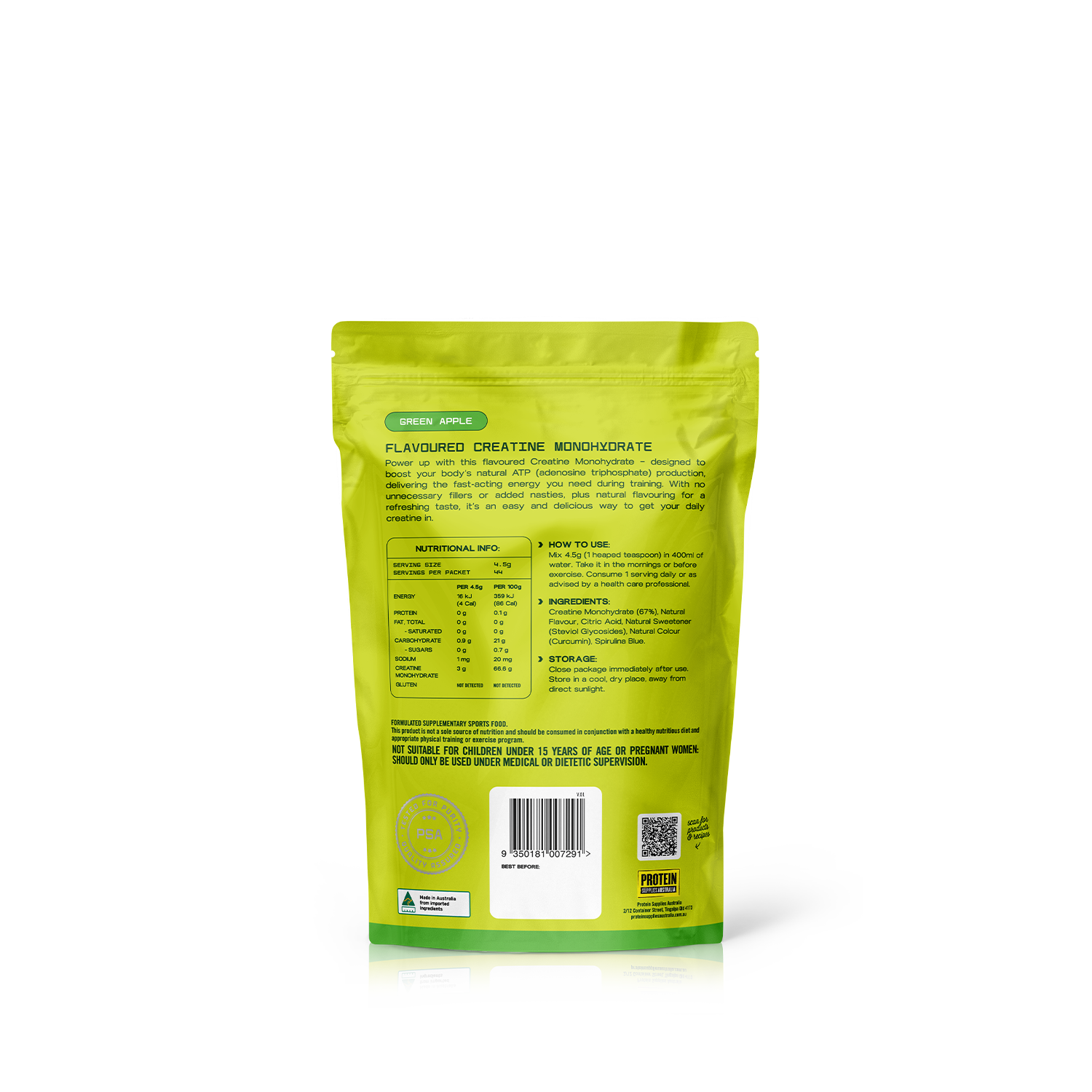 CREATINE - GREEN APPLE Sports & Energy Drinks Protein Supplies Australia