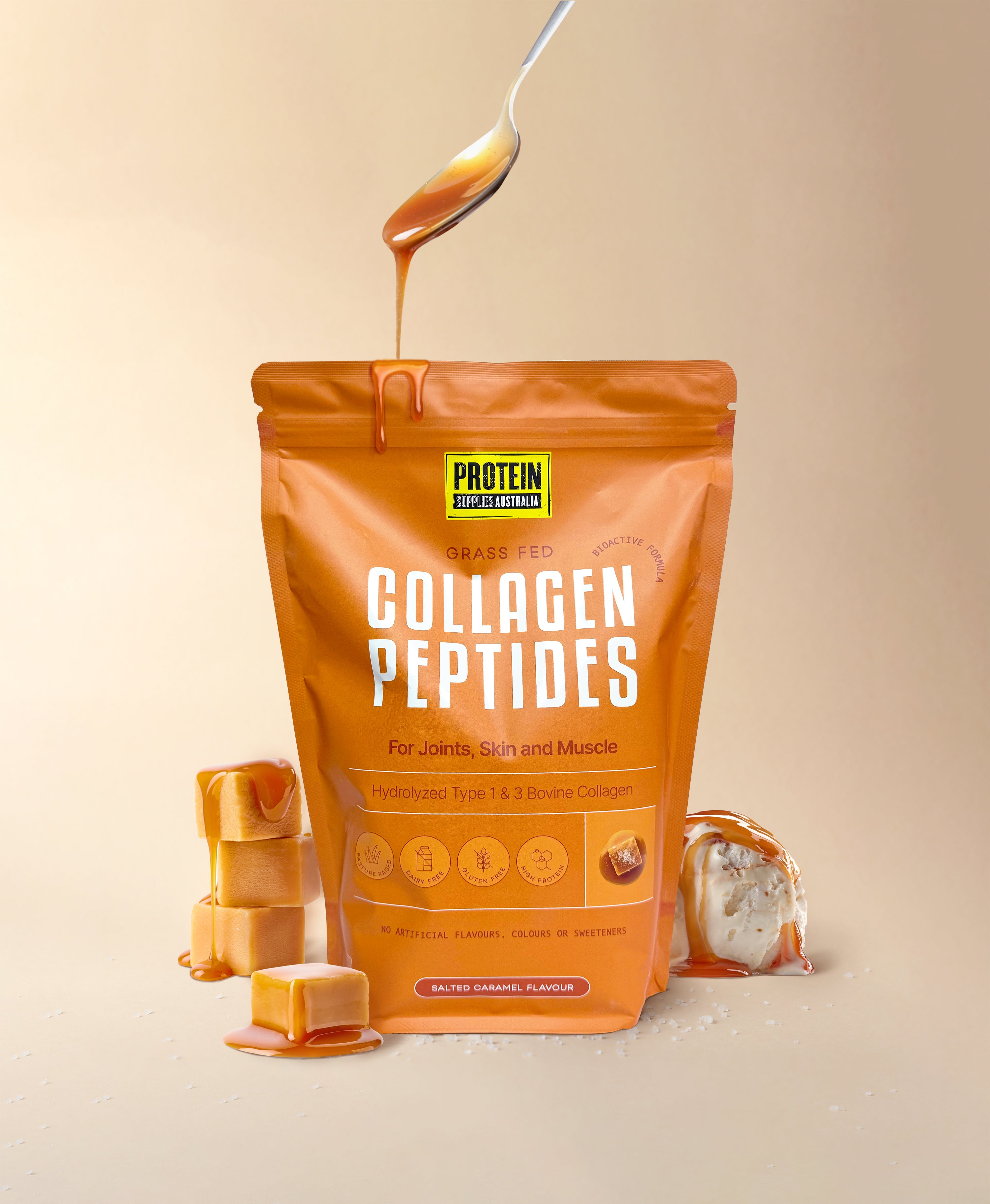 COLLAGEN PEPTIDES - SALTED CARAMEL Sports & Energy Drinks Protein Supplies Australia