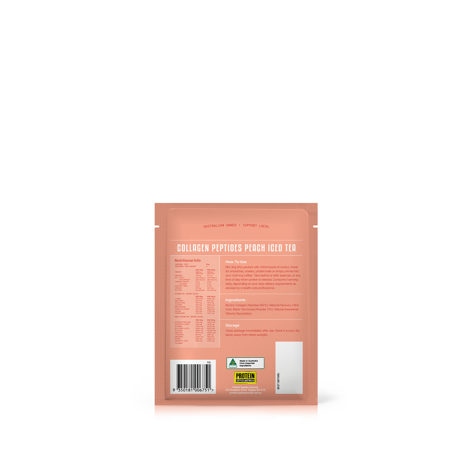 SAMPLE COLLAGEN PEPTIDES - PEACH ICED TEA collagen Protein Supplies Australia