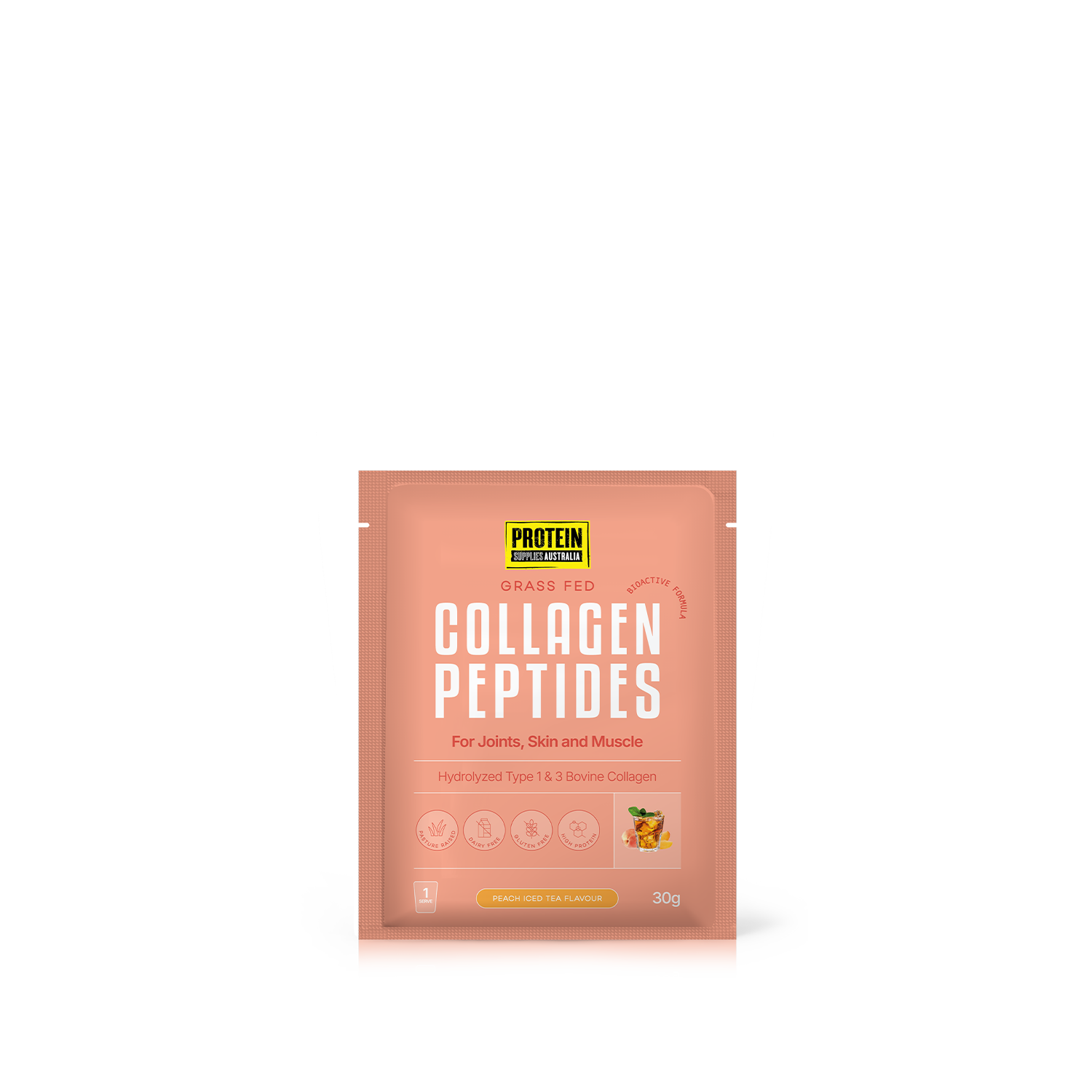 SAMPLE COLLAGEN PEPTIDES - PEACH ICED TEA collagen Protein Supplies Australia 30G Single Serve