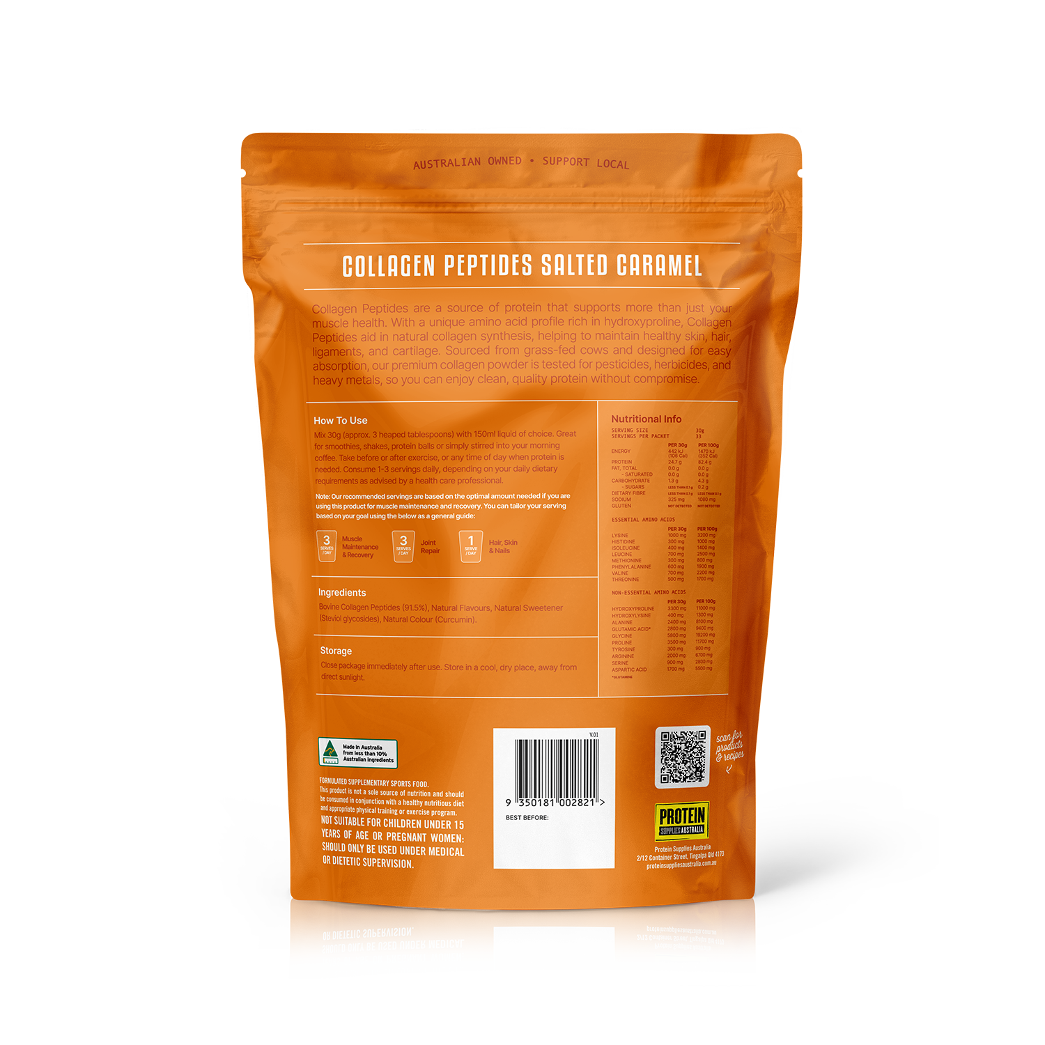 COLLAGEN PEPTIDES - SALTED CARAMEL Sports & Energy Drinks Protein Supplies Australia