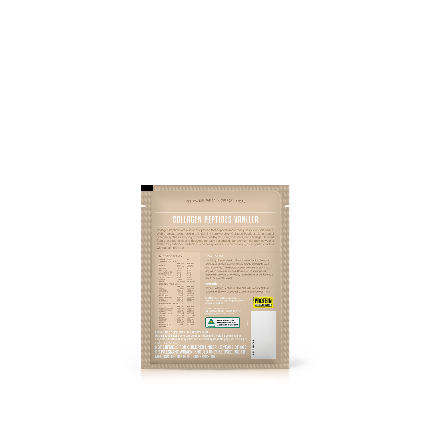 SAMPLE COLLAGEN PEPTIDES - VANILLA Sports & Energy Drinks Protein Supplies Australia