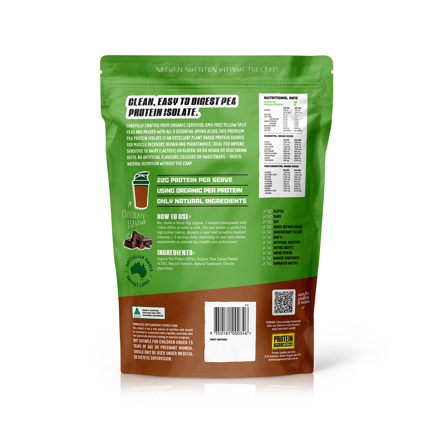 ORGANIC PEA PROTEIN ISOLATE - CHOCOLATE