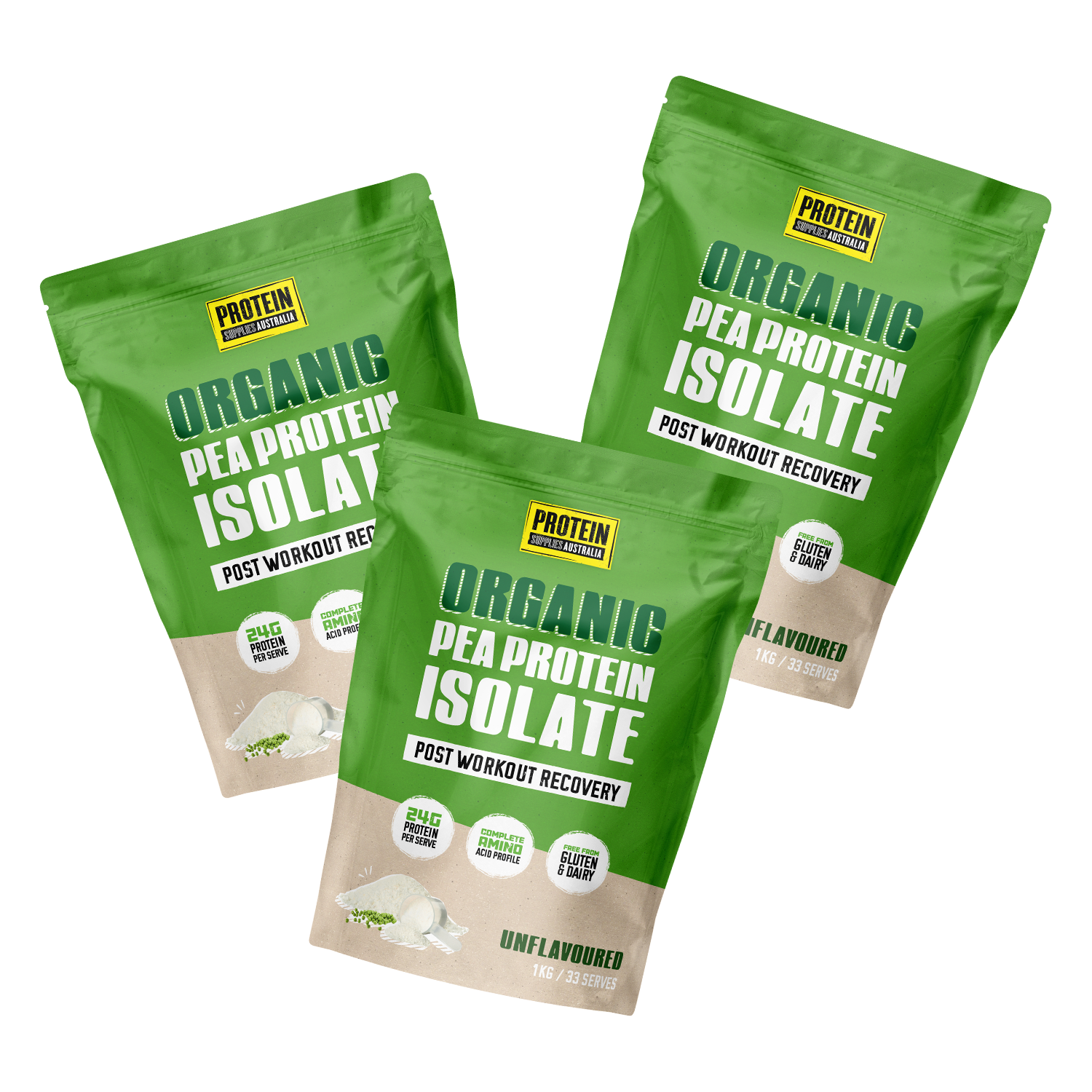 ORGANIC PEA PROTEIN ISOLATE - UNFLAVOURED Protein Protein Supplies Australia 3KG (20% off bulk buy)