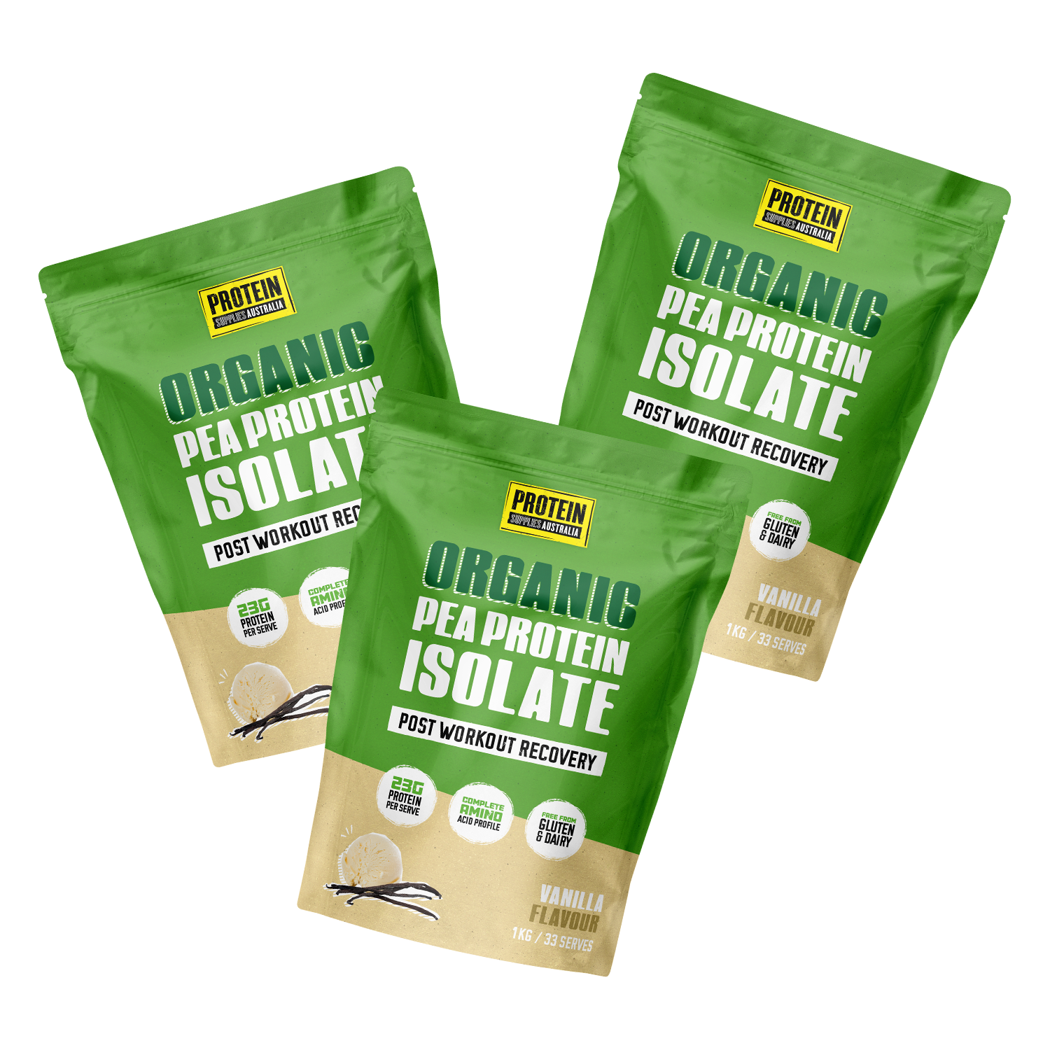 ORGANIC PEA PROTEIN ISOLATE - VANILLA Protein Protein Supplies Australia 3 x 1KG Multi-Buy Deal (-20% off)