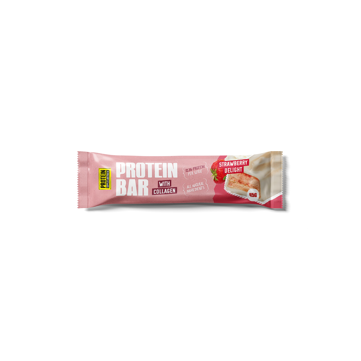 PROTEIN BAR - WHITE CHOC STRAWBERRY DELIGHT Protein Bar Protein Supplies Australia Single Bar 45g