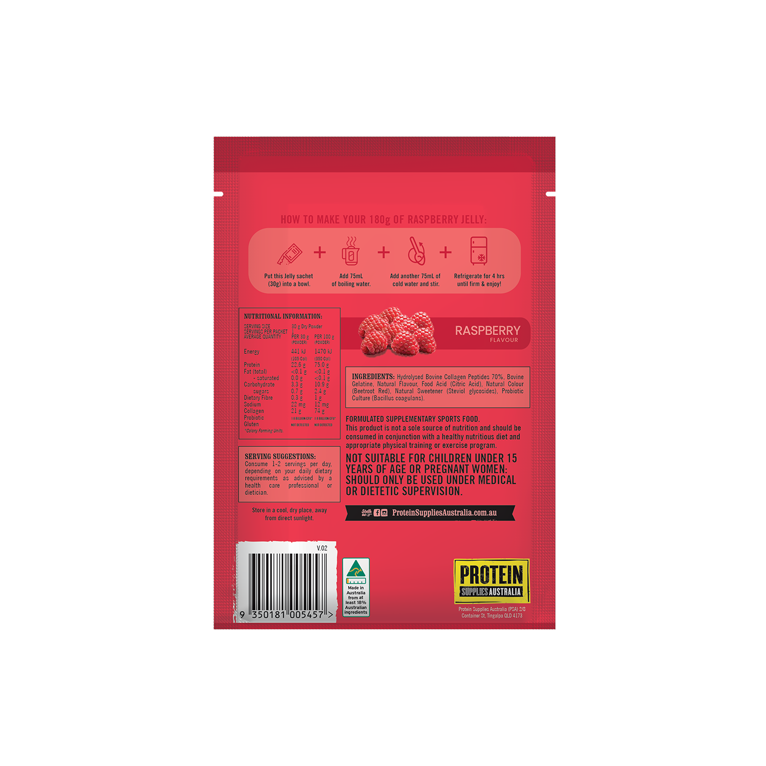 PROTEIN JELLY - RASPBERRY Protein Protein Supplies Australia