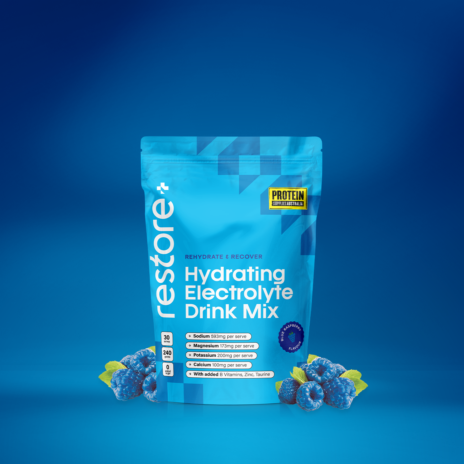 RESTORE HYDRATION – BLUE RASPBERRY Aminos Protein Supplies Australia