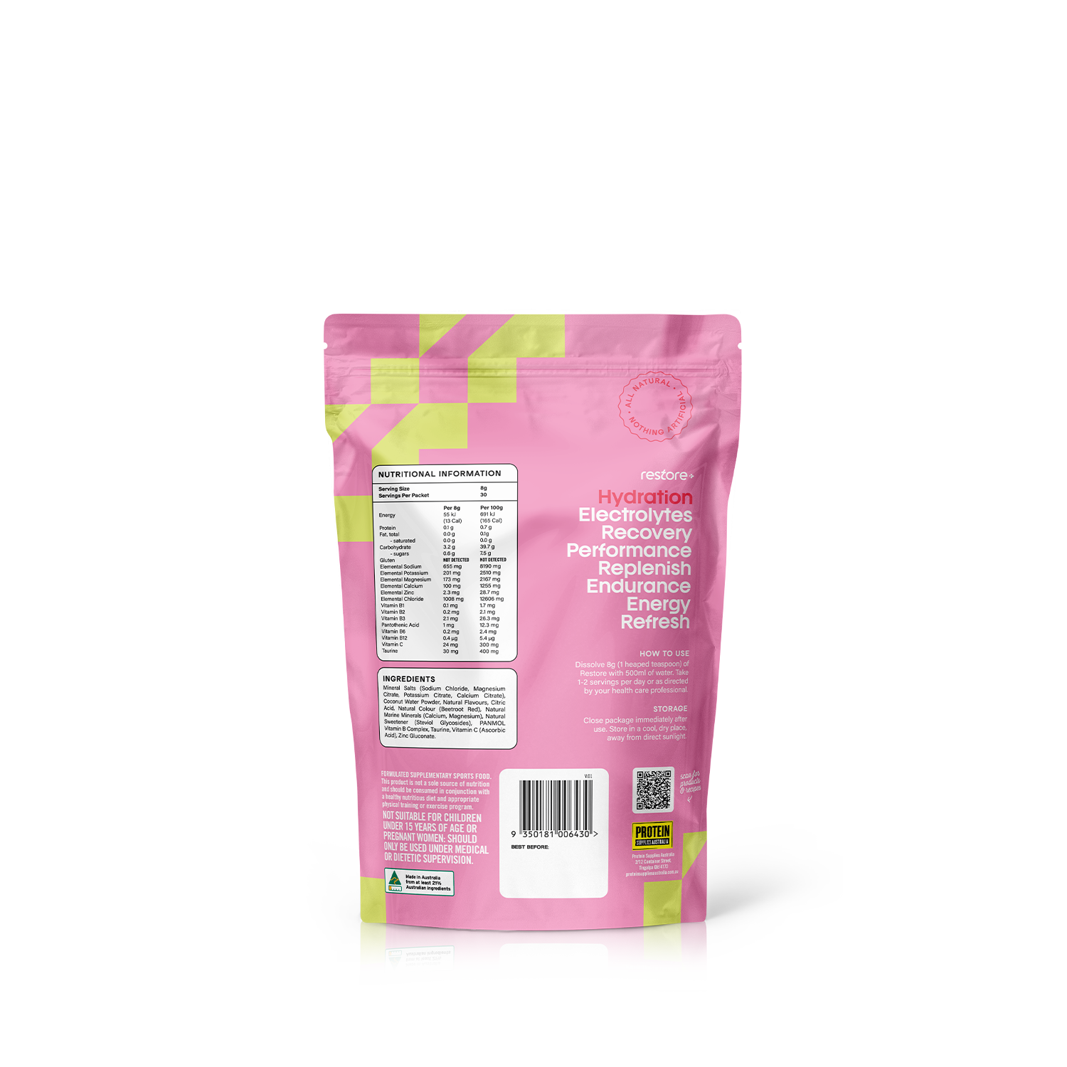 RESTORE HYDRATION -STRAWBERRY & LIME Aminos Protein Supplies Australia