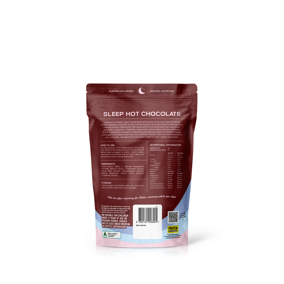 SLEEP - FUNCTIONAL HOT CHOCOLATE Cocoa Protein Supplies Australia