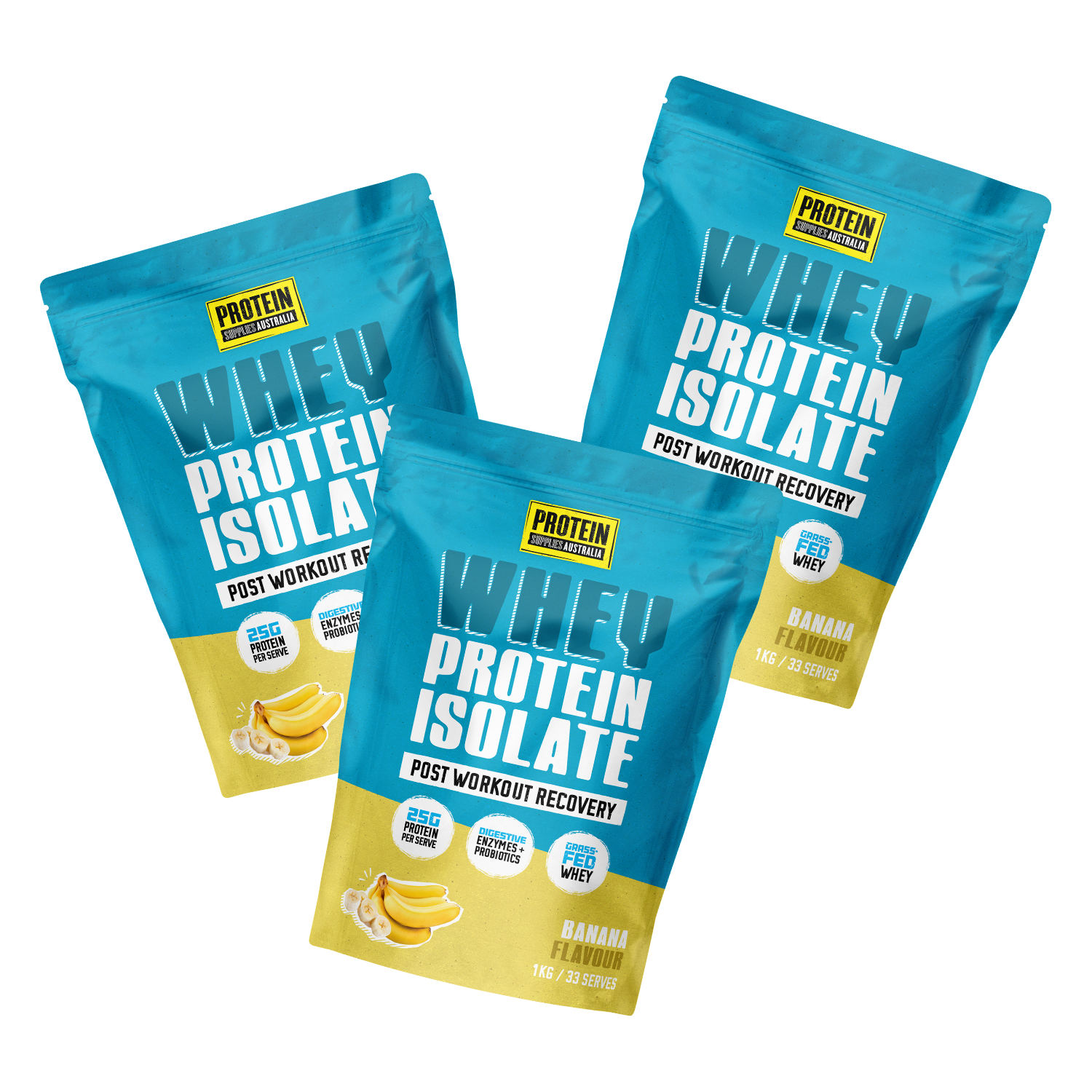 WHEY ISOLATE (WPI) - BANANA Protein Protein Supplies Australia 3 x 1KG