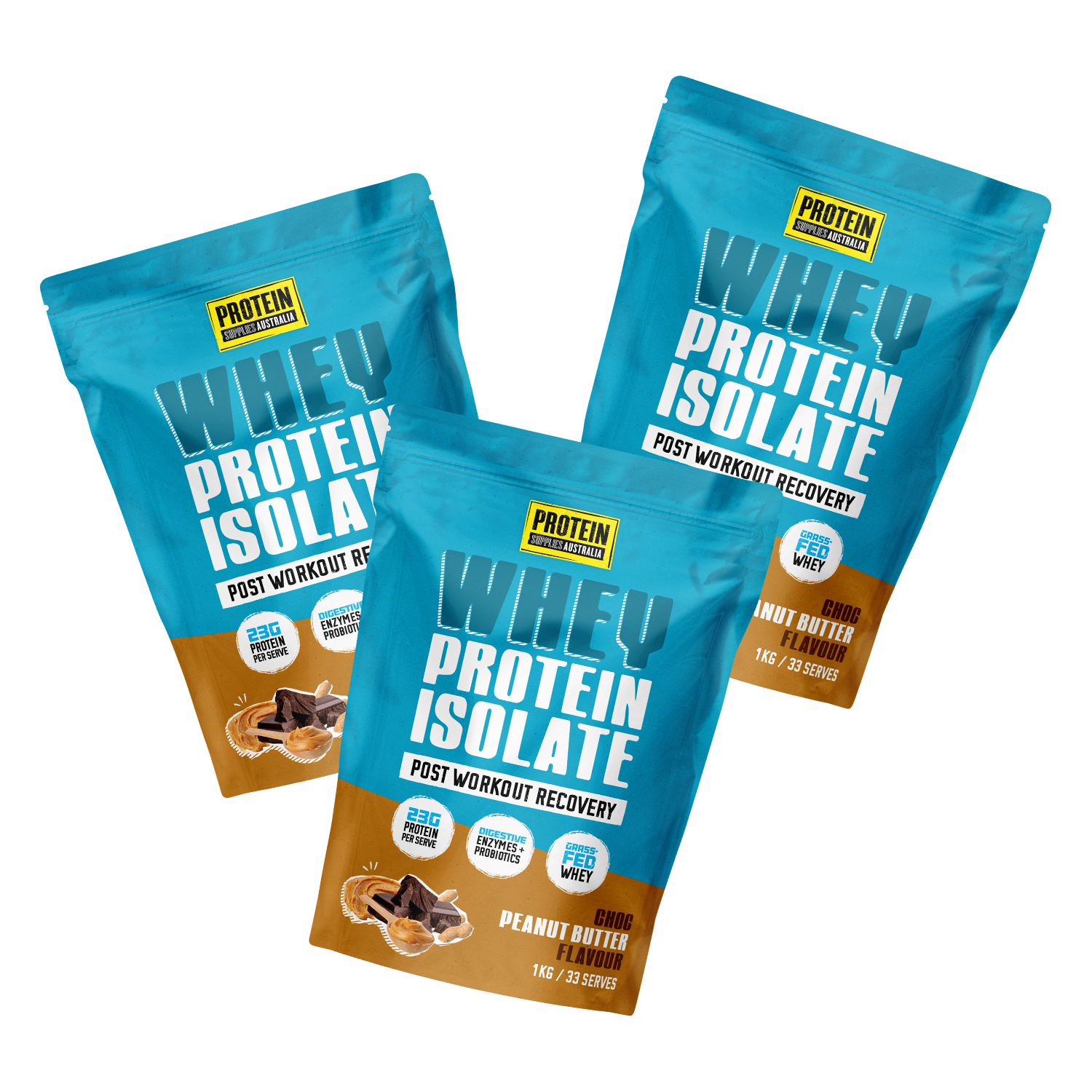 WHEY ISOLATE (WPI) - CHOC PEANUT BUTTER Protein Protein Supplies Australia 3 x 1KG Multi-Buy Deal (19% off)