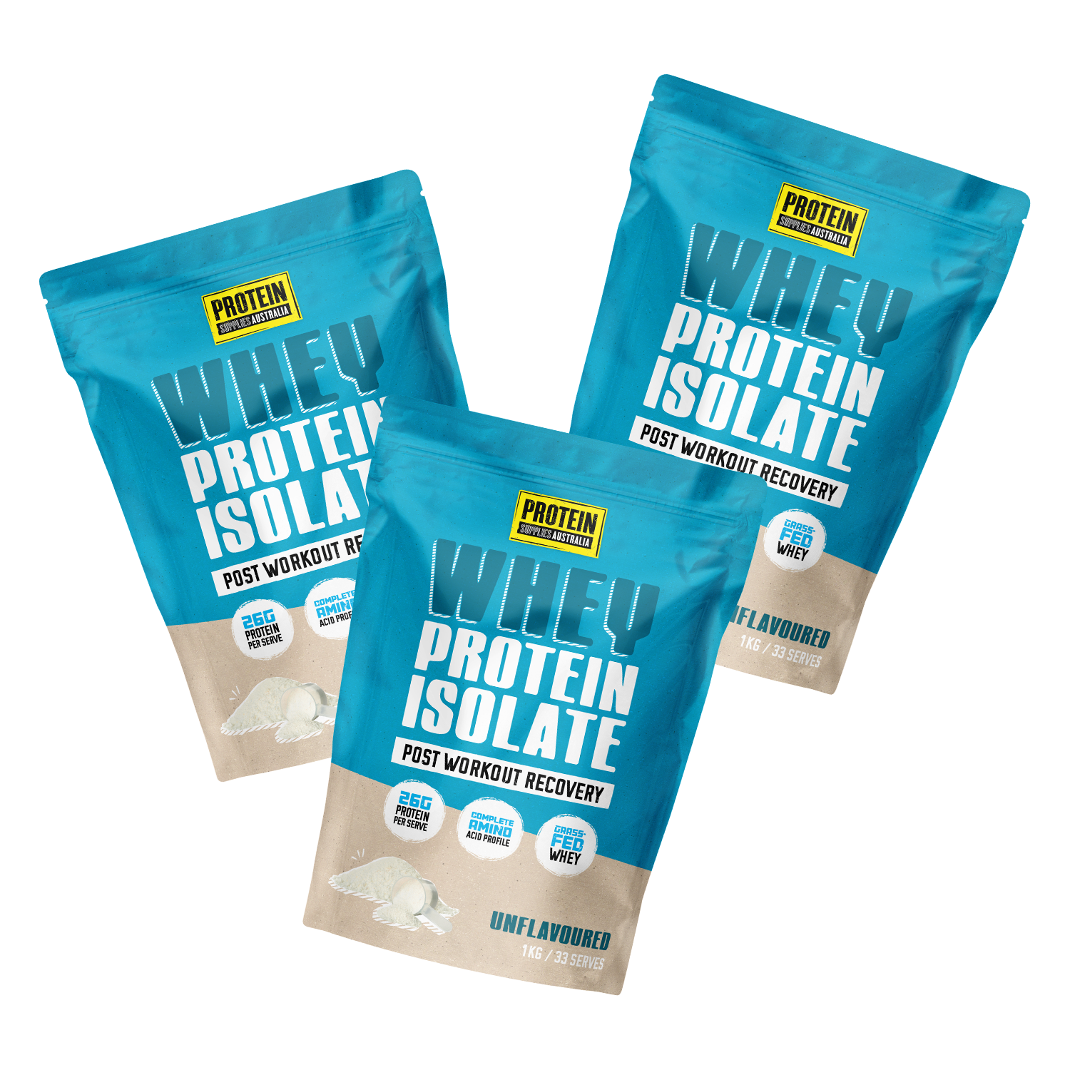 WHEY ISOLATE (WPI) - UNFLAVOURED Protein Protein Supplies Australia 3 x 1KG Multi-Buy Deal (19% off)