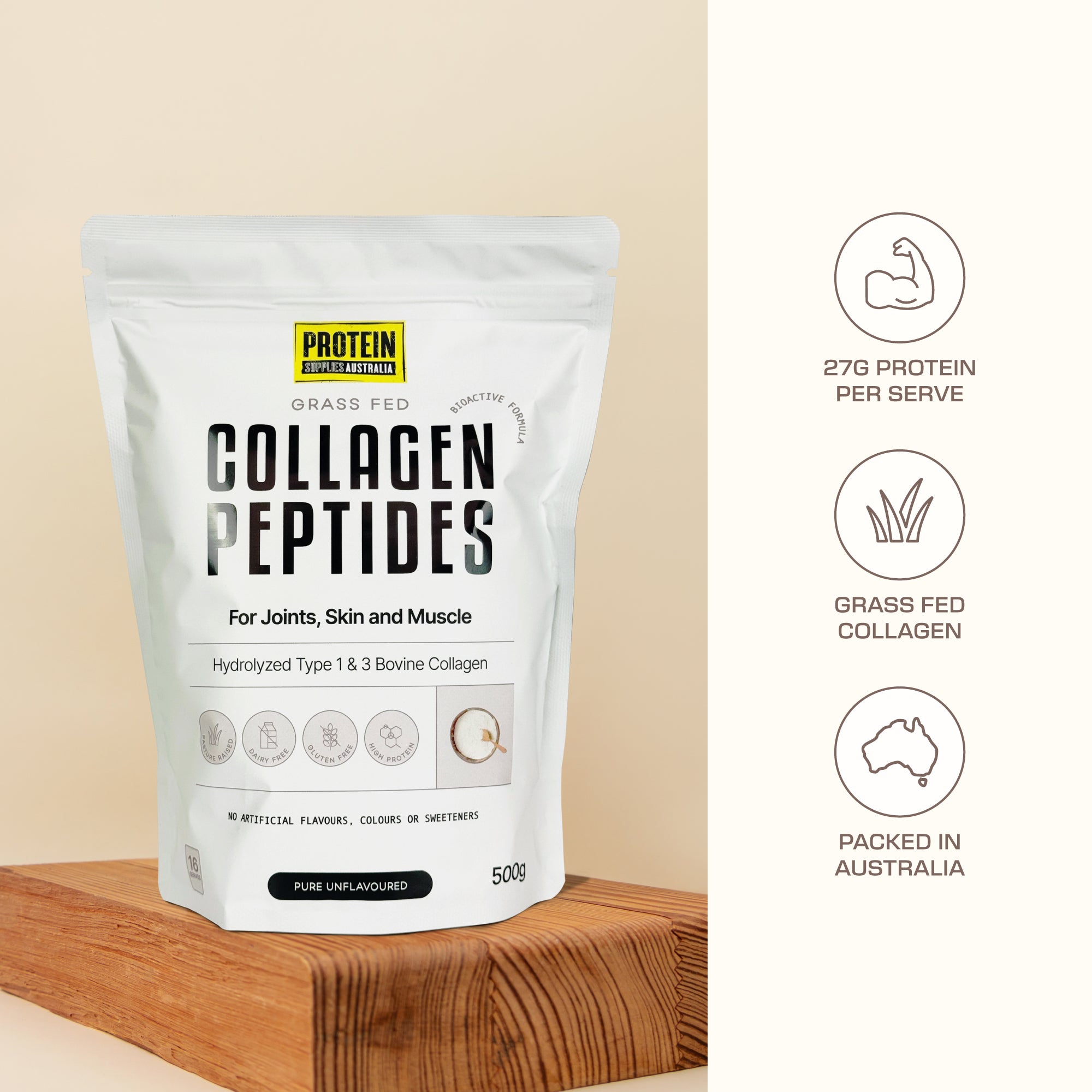 COLLAGEN PEPTIDES - UNFLAVOURED Sports & Energy Drinks Protein Supplies Australia