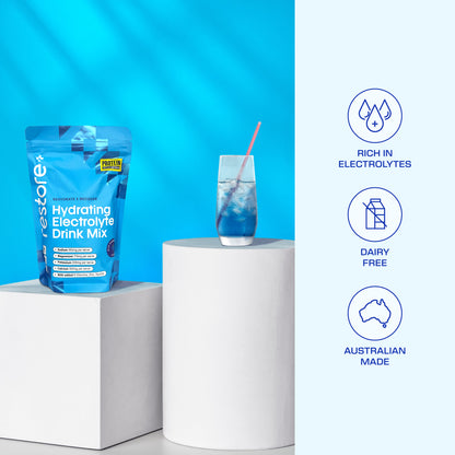RESTORE HYDRATION – BLUE RASPBERRY Aminos Protein Supplies Australia