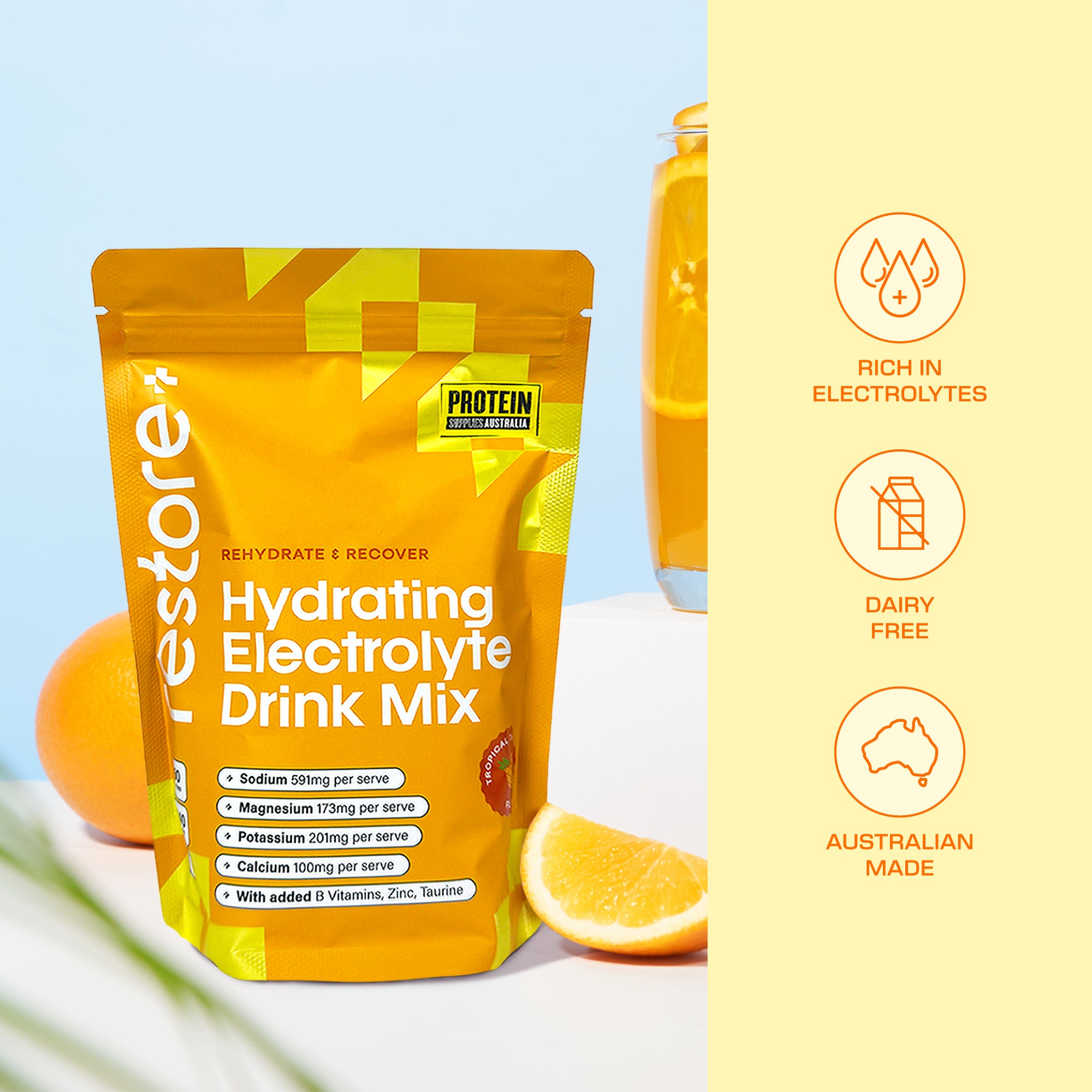 RESTORE HYDRATION - TROPICAL TWIST Sports & Energy Drinks Protein Supplies Australia