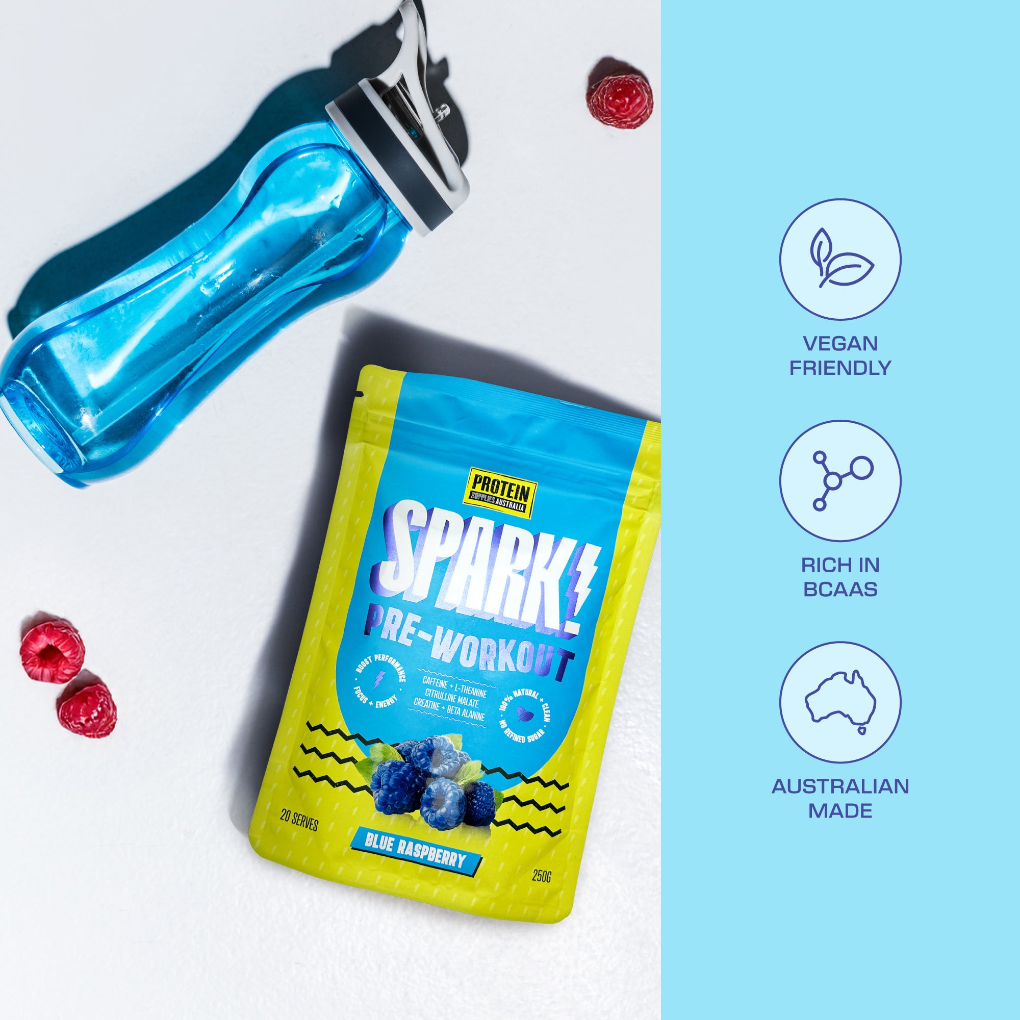SPARK PRE-WORKOUT - BLUE RASPBERRY pre-workout Protein Supplies Australia