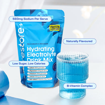RESTORE HYDRATION – BLUE RASPBERRY Aminos Protein Supplies Australia