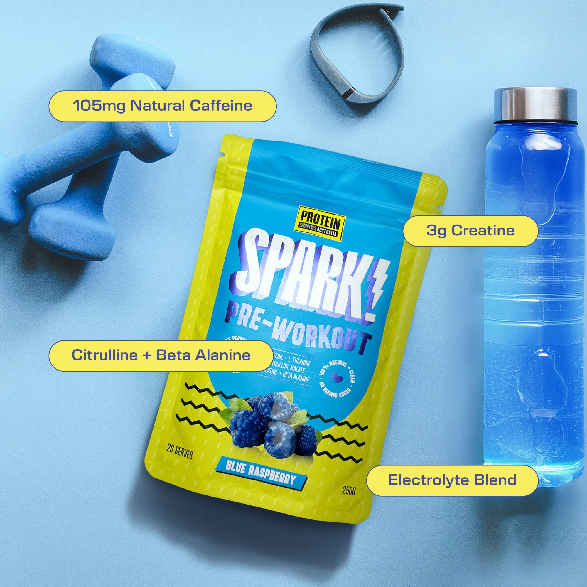 SPARK PRE-WORKOUT - BLUE RASPBERRY pre-workout Protein Supplies Australia