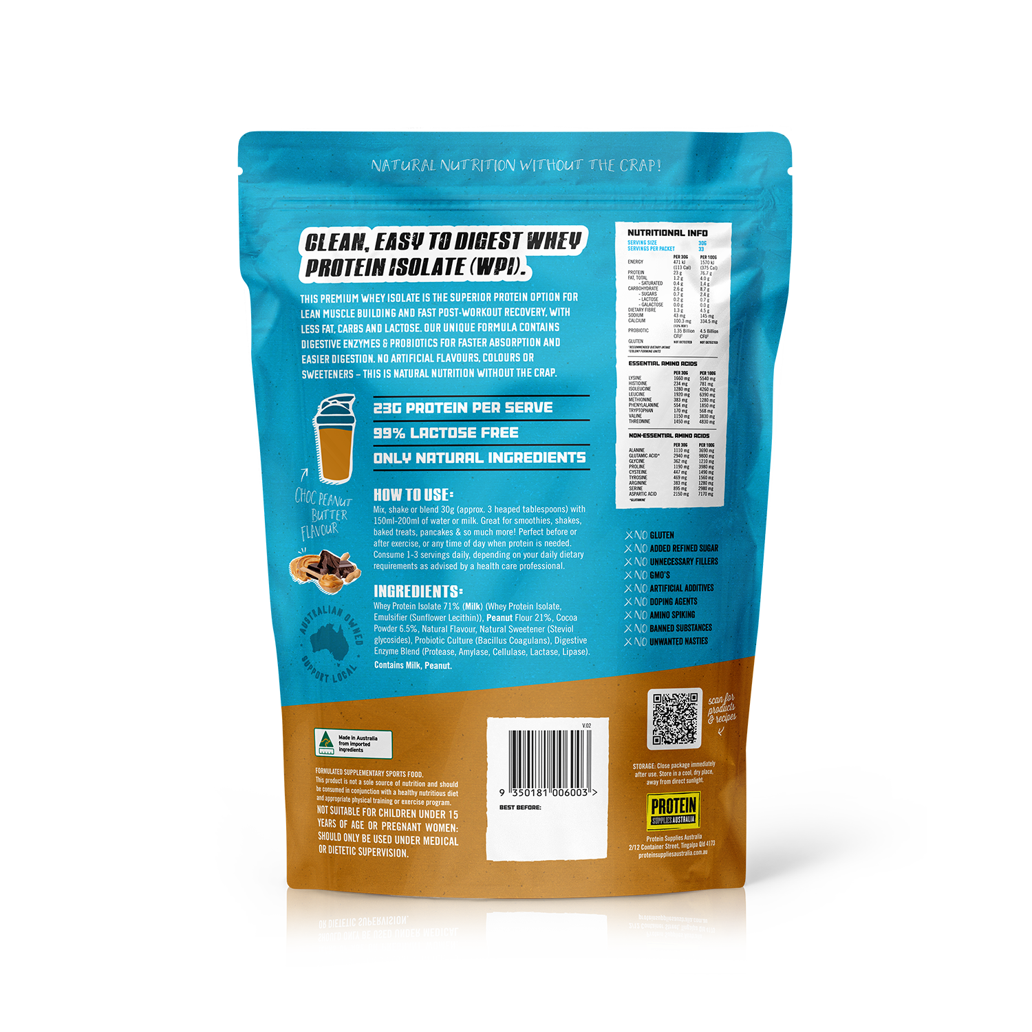 WHEY ISOLATE (WPI) - CHOC PEANUT BUTTER Protein Protein Supplies Australia
