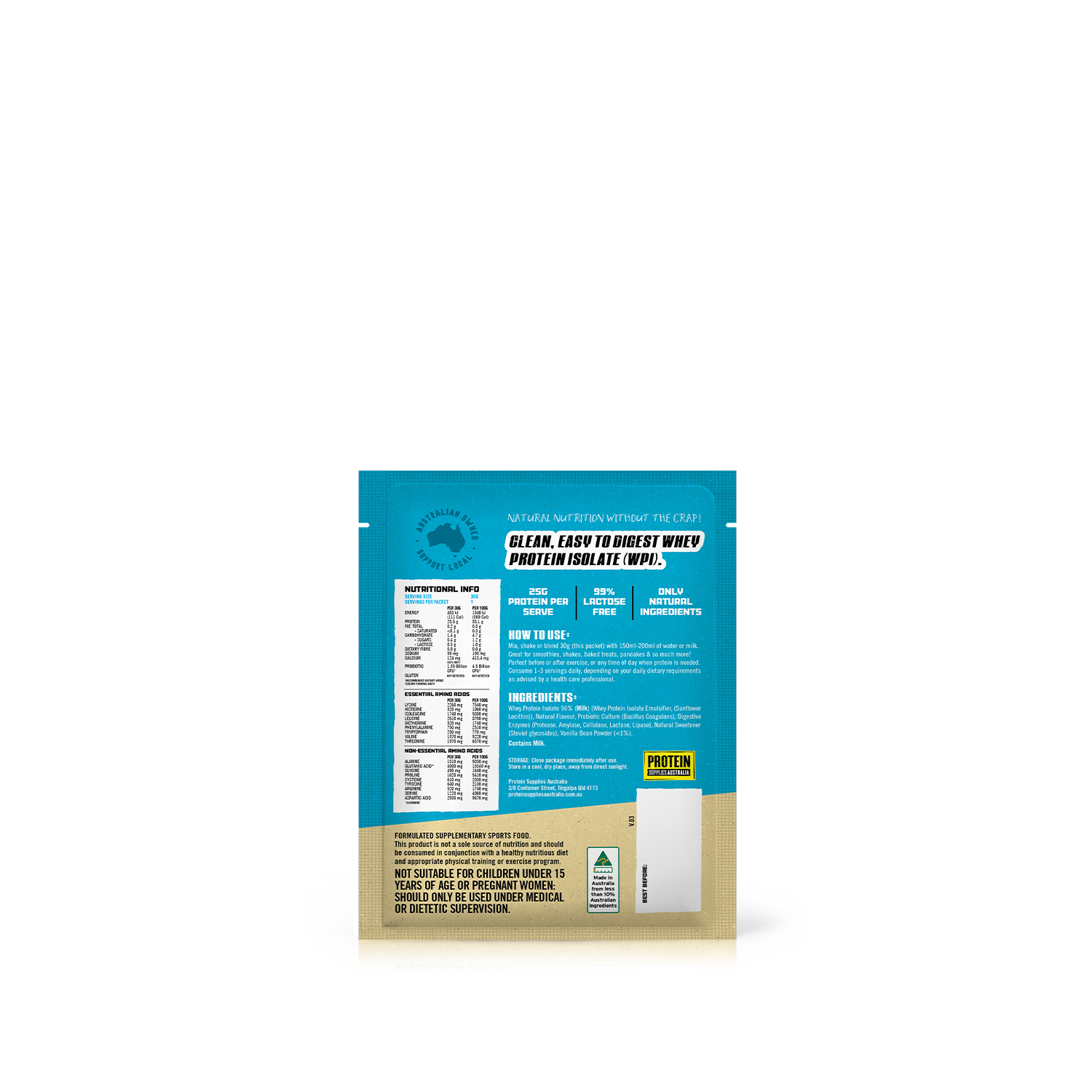 SAMPLE WHEY ISOLATE (WPI) - VANILLA BEAN Sports & Energy Drinks Protein Supplies Australia