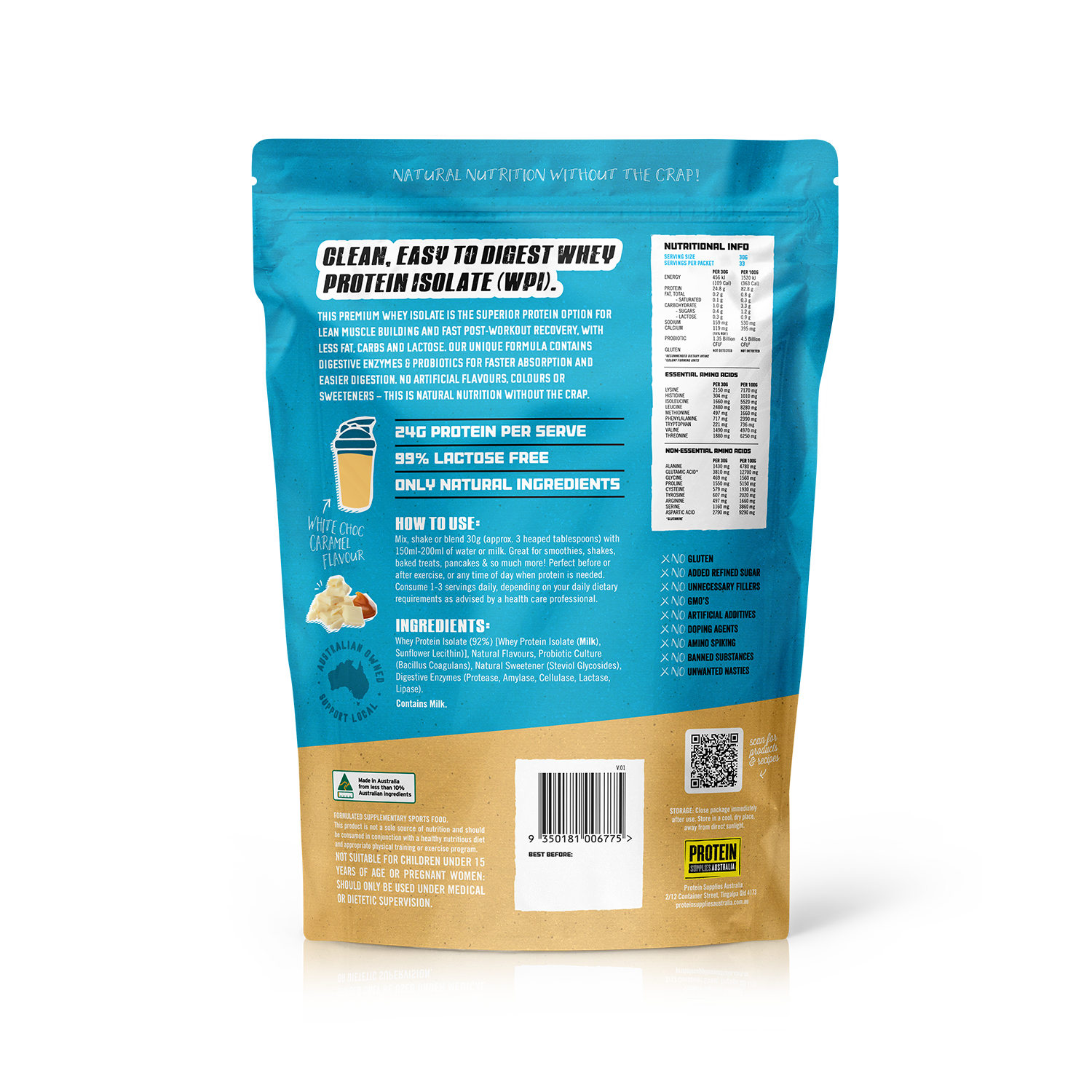 WHEY ISOLATE (WPI) - WHITE CHOC CARAMEL Sports & Energy Drinks Protein Supplies Australia