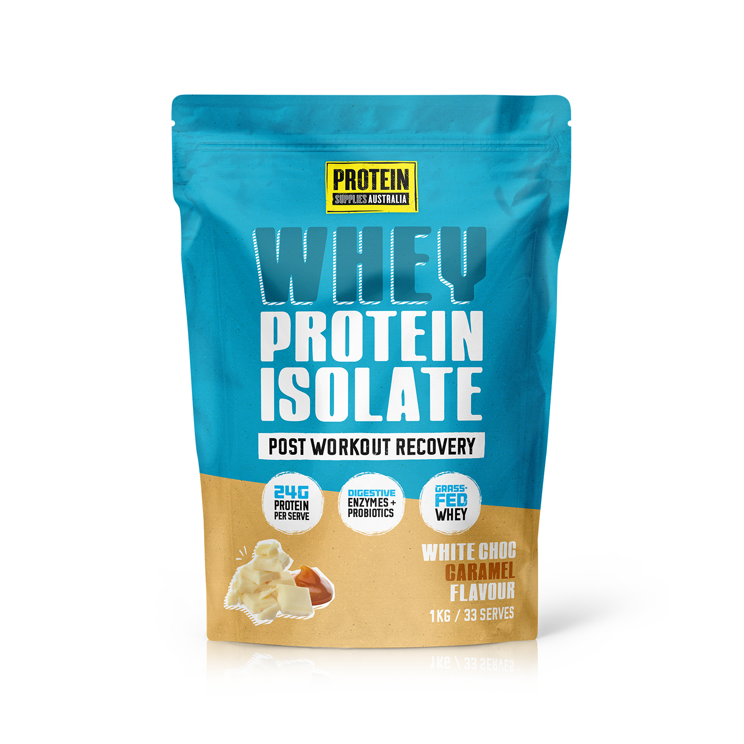 WHEY ISOLATE (WPI) - WHITE CHOC CARAMEL Sports & Energy Drinks Protein Supplies Australia 1KG