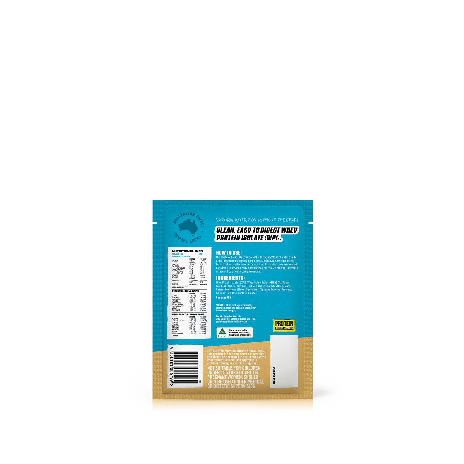 SAMPLE WHEY ISOLATE (WPI) - WHITE CHOC CARAMEL Protein Protein Supplies Australia
