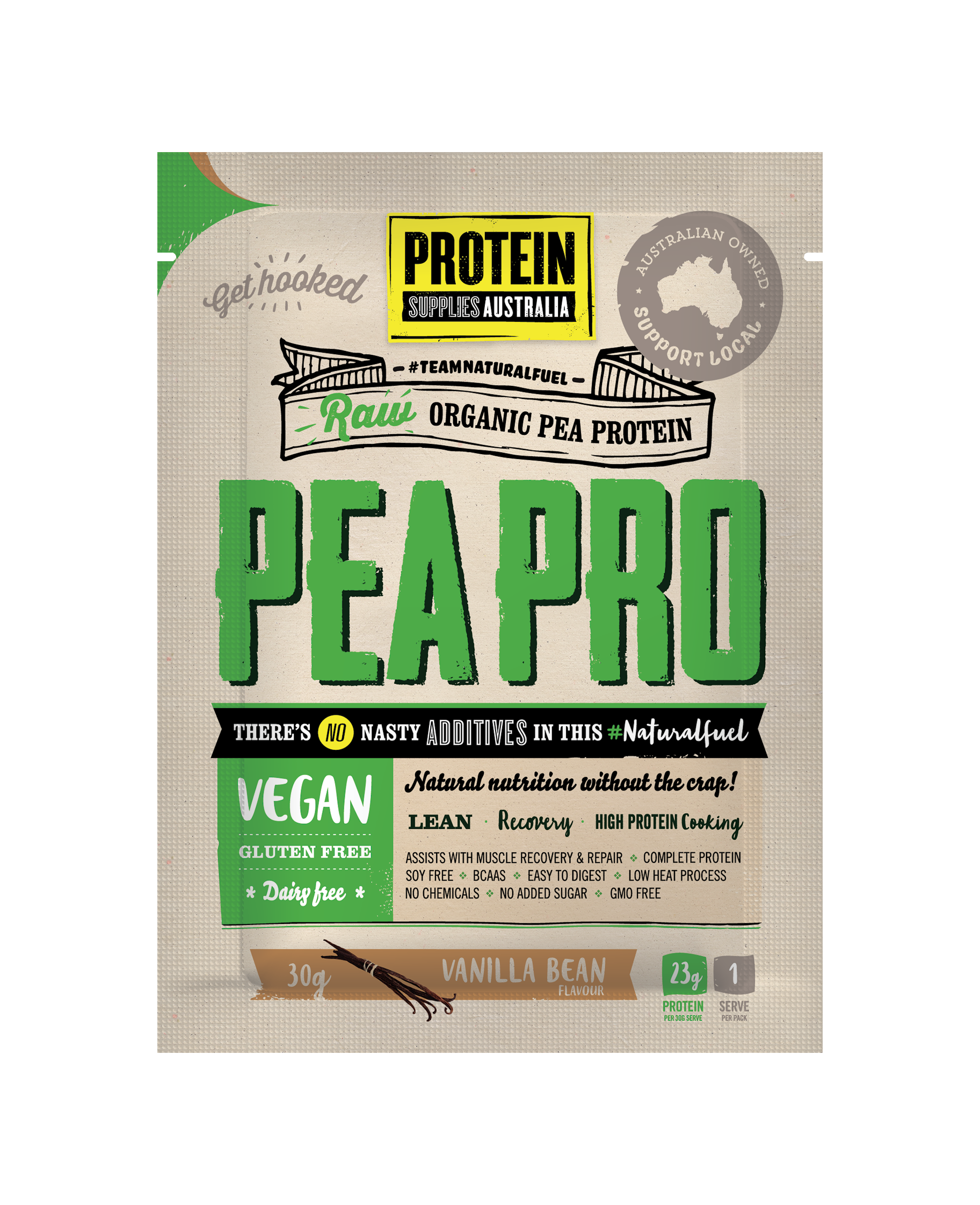 SAMPLE ORGANIC PEA PROTEIN ISOLATE - VANILLA Protein Protein Supplies Australia 30G Single Serve