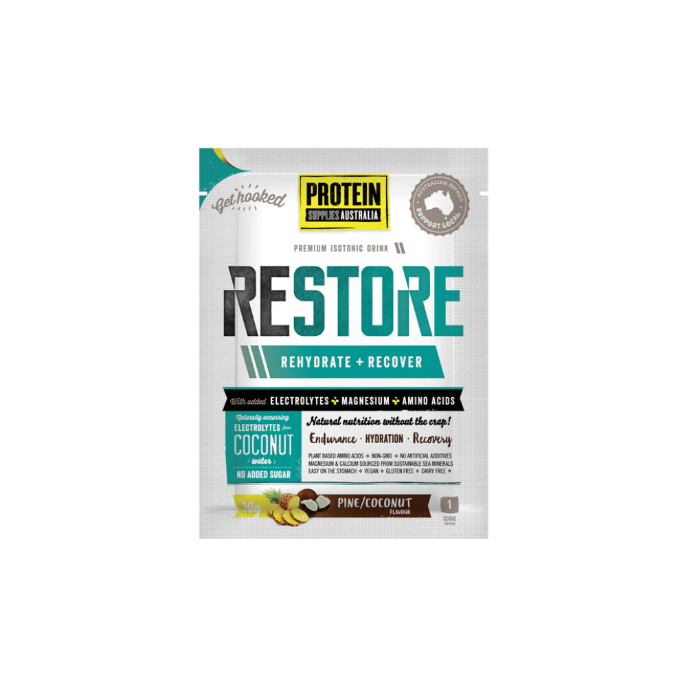 SAMPLE RESTORE HYDRATION - PINE COCONUT Aminos Protein Supplies Australia