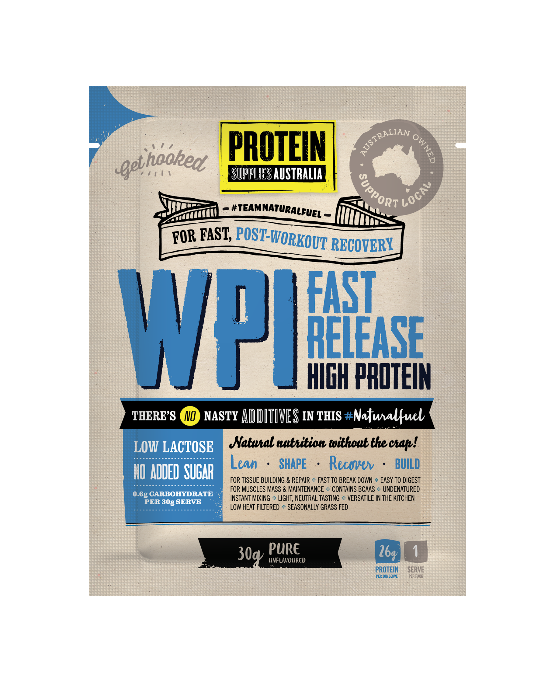 SAMPLE WHEY ISOLATE (WPI) - UNFLAVOURED Protein Protein Supplies Australia 30G Single Serve