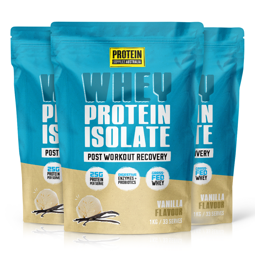 WHEY ISOLATE (WPI) - VANILLA Sports & Energy Drinks Protein Supplies Australia 3 x 1KG Multi-Buy Deal (19% off)
