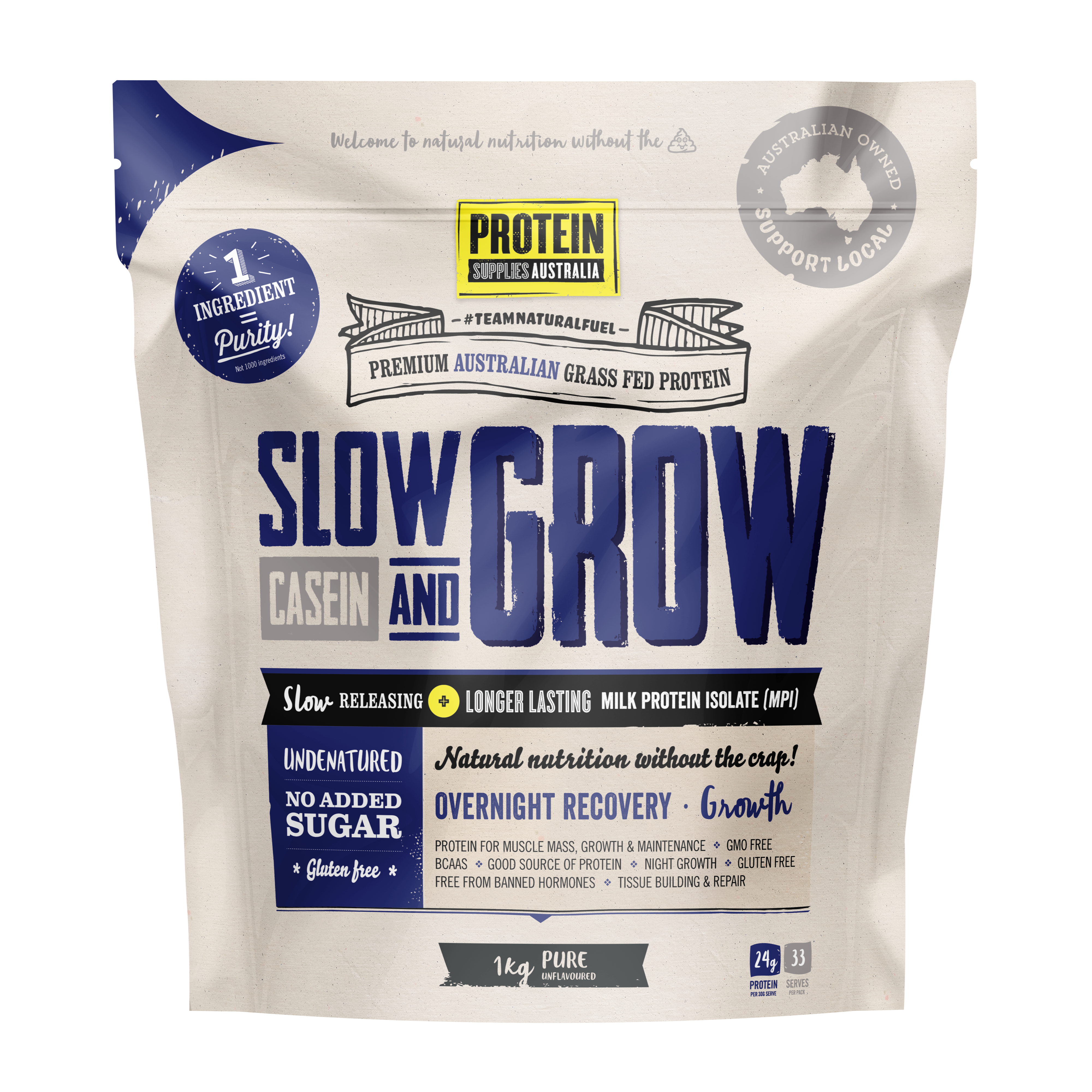 Slow & Grow Casein Pure - Protein Supplies Australia